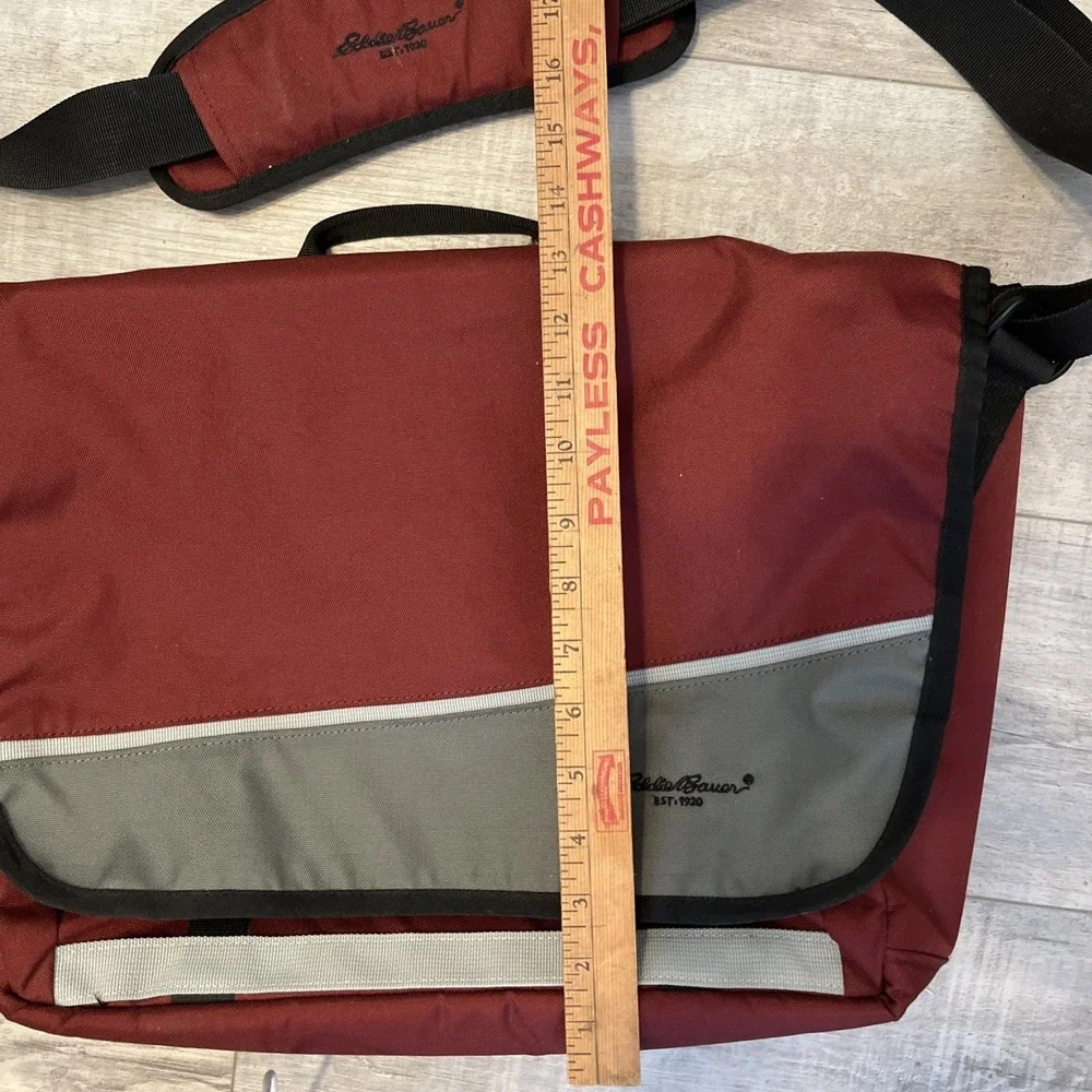 Eddie Bauer Crossbody Messenger Bag Expandable Laptop Briefcase - Maroon